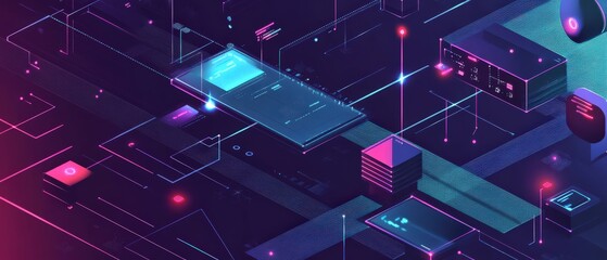 Innovative digital interface design virtual space graphic art futuristic environment abstract perspective technology concept