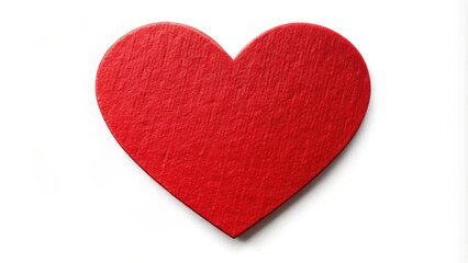 Fototapeta premium A red heart-shaped sticker isolated on a white background with subtle texture, showcasing its vibrant color and simplicity , gift decoration, Valentine's Day