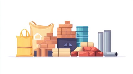 Obraz premium Vector Illustration of Building Materials for Design Projects