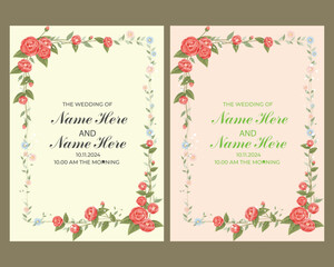 Fototapeta premium Elegant floral wedding invitation card template