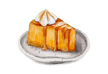 Pumpkin pie-  painted dessert illustration for recipe cards, packaging, and seasonal menus.