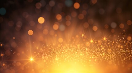 Close-up shot with volumetric lighting a glittering gradient background featuring hologram effects, magic lights, fairy sparkles, and gold stars. Generated by Ai