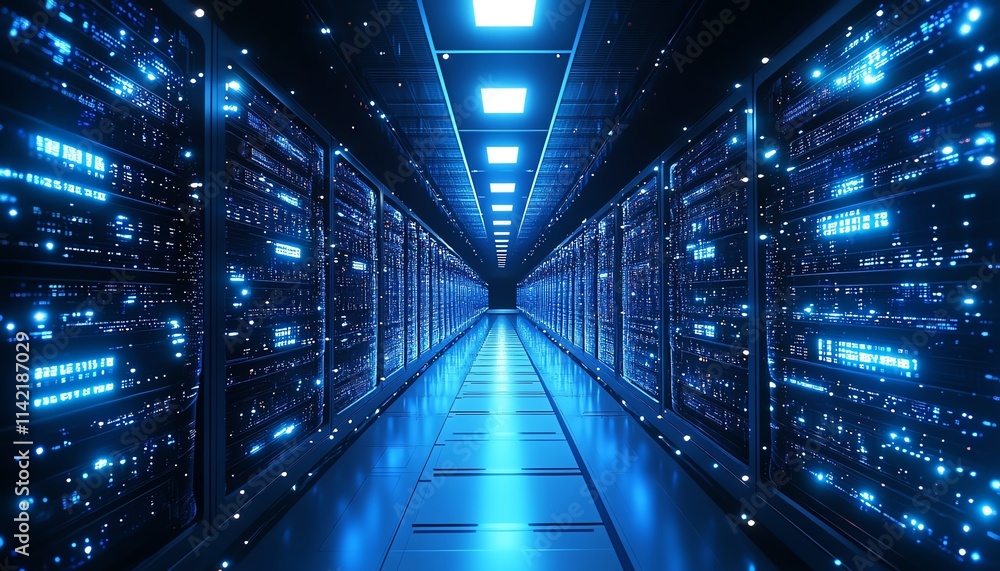 Poster cloud computing technology transferring massive data over the internet, futuristic digital technolog