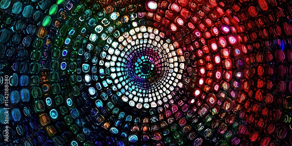 Poster Colorful image of a circle with many small squares inside it