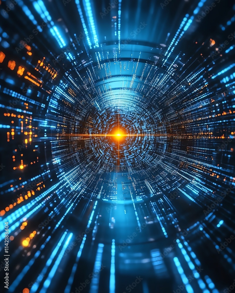 Poster futuristic digital transfer of big data through cloud computing, advanced cyber networks, highspeed 
