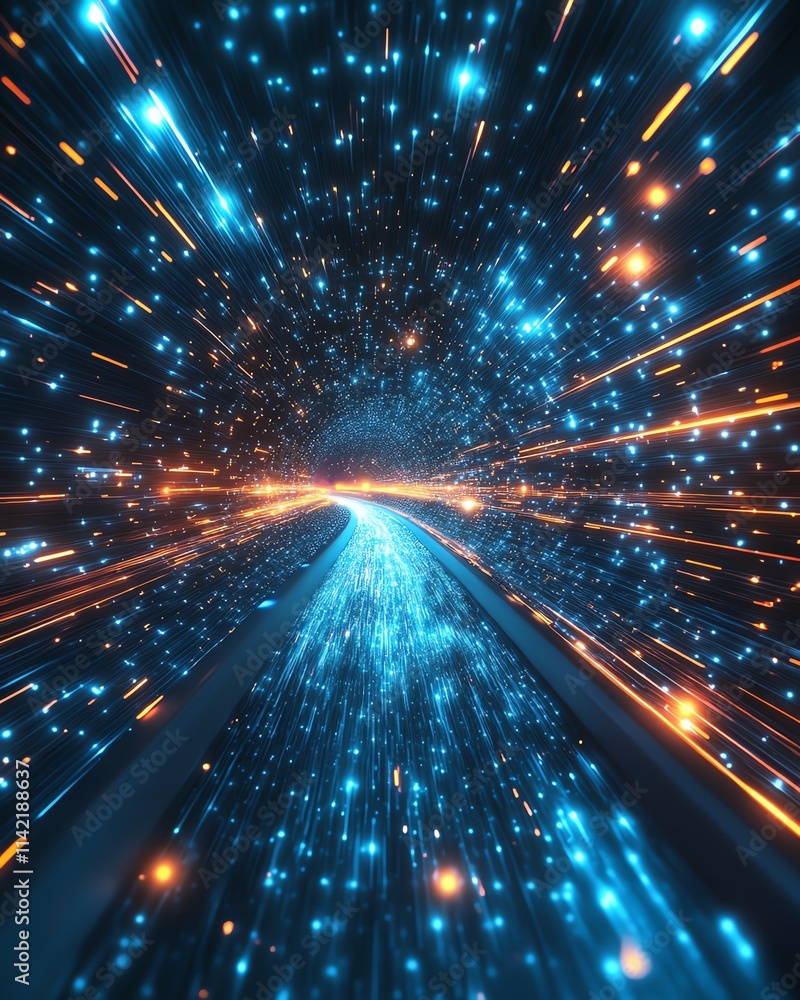 Poster futuristic digital transfer of big data through cloud computing, advanced cyber networks, highspeed 