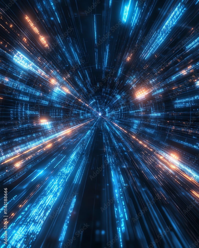 Poster futuristic digital transfer of big data through cloud computing, advanced cyber networks, highspeed 
