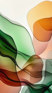 Abstract painting of a green and orange wave