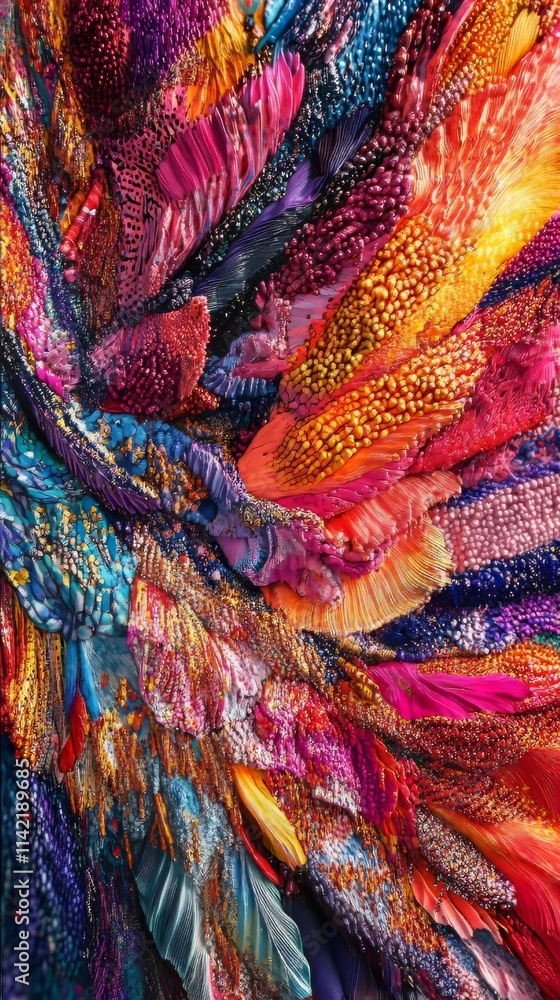 Aufkleber a striking piece of abstract art featuring bold and vibrant colors layered in an intricate pattern, 