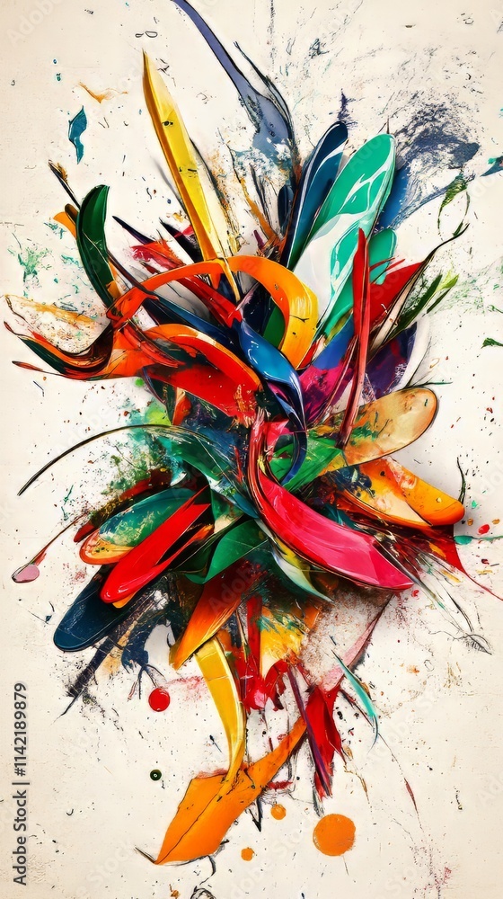 Aufkleber abstract art bursting with energy, featuring vibrant color splashes and dynamic textures for a livel