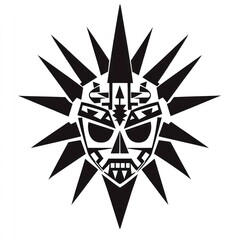 Fototapeta premium Abstract Black and White Skull Sun Design