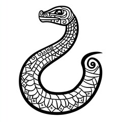 Fototapeta premium Ornate Design of a Snake Coiled in a U Shape