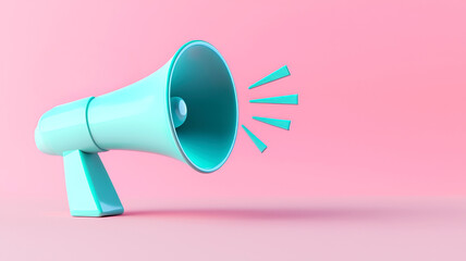 Megaphone on a pink background, symbolizing communication and announcements.