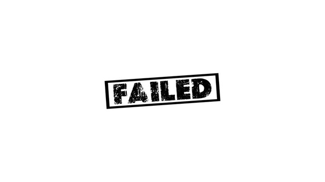 Black color failed icon stamp animation. failed word square animation, Failed stamp slide down.