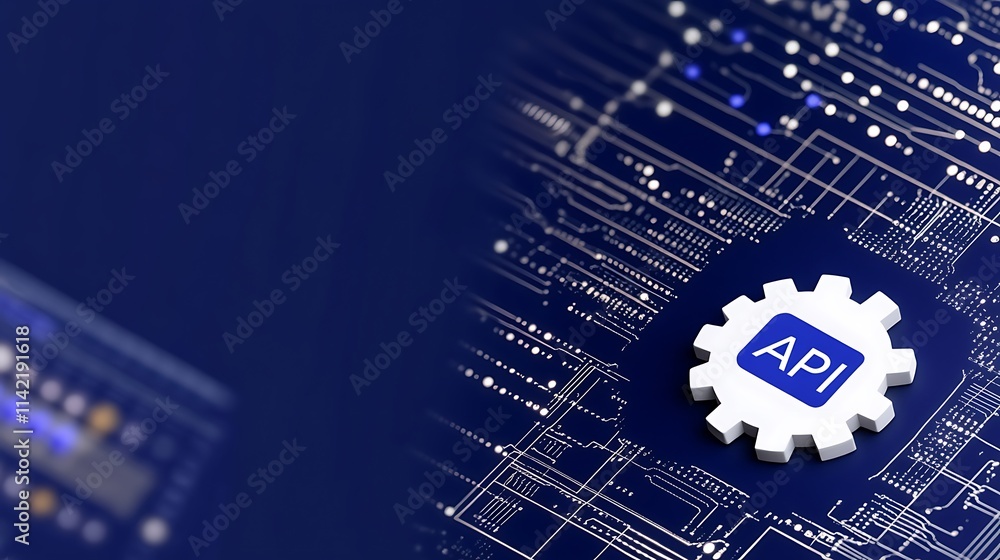 Poster modern api integration concept with high-tech digital interface and connectivity