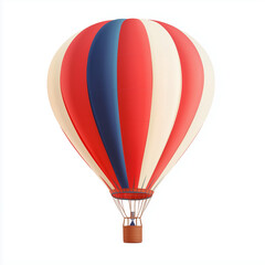 Fototapeta premium Vibrant hot air balloon illustration in vivid colors like red, blue, and yellow, isolated on a white background, perfect for travel and adventure concepts