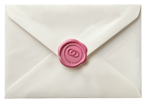 PNG Coquette white envelope pink wax stationery.