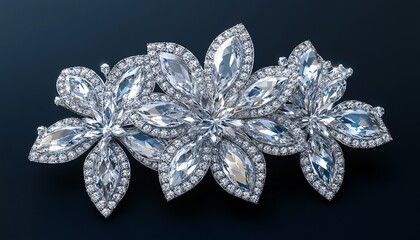 Fototapeta premium Diamond flower bouquet, realistic image of sparkling flowers made of diamonds, nature concept with luxury, dazzling crystal petals, elegant floral arrangement