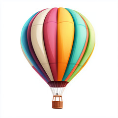Fototapeta premium Vibrant hot air balloon illustration in vivid colors like red, blue, and yellow, isolated on a white background, perfect for travel and adventure concepts