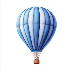 Vibrant hot air balloon illustration in vivid colors like red, blue, and yellow, isolated on a white background, perfect for travel and adventure concepts