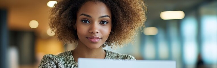 African-American Woman Voting in Patriotic Election Booth