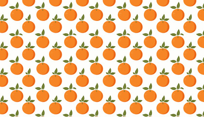 Seamless pattern with oranges on white background. Vector illustration.