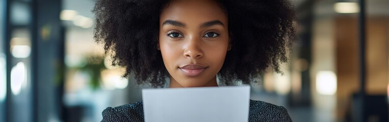 African-American Woman Voting in Patriotic Election Booth
