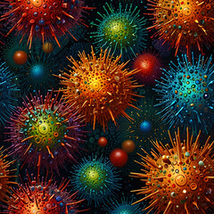 Surreal Abstract Patterns: Futuristic Cells and Glowing Organic Spheres in a Sci-Fi World