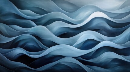 Obraz premium Abstract Blue Wave Painting