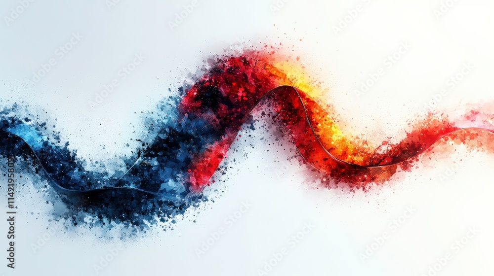 Aufkleber colorful abstract wave with dynamic splashes of red, blue and orange displaying a blend of energy an