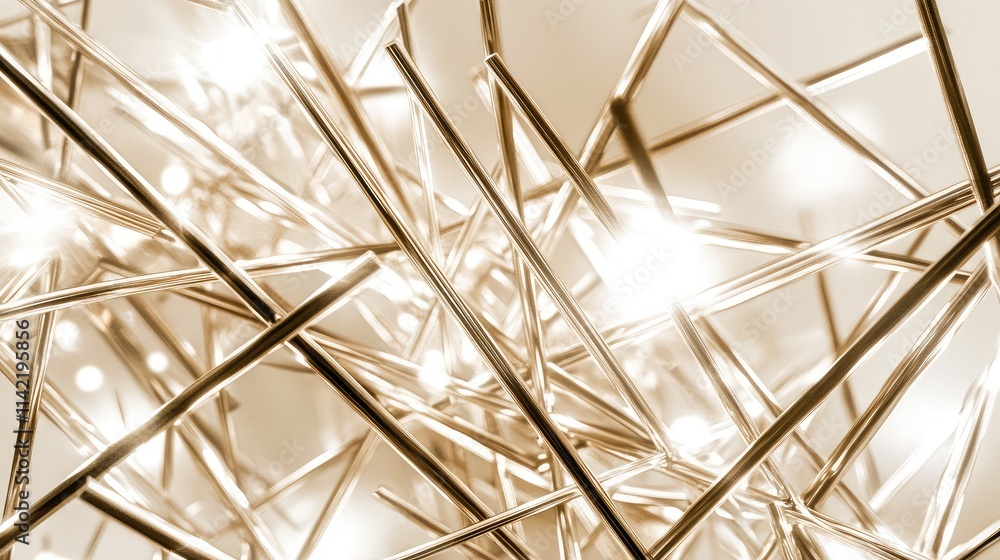 Poster abstract golden light strands creating intricate geometric patterns