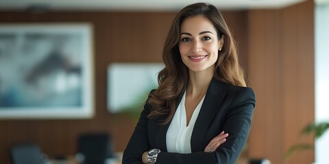 Portrait of a tax consultant standing confidently in a professional office, smiling