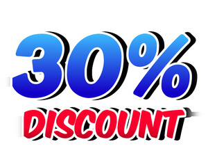 30% discount percent off label symbol on transparent background for black Friday wholesale business concept