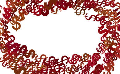 Falling dollar sign. 3D rendering.