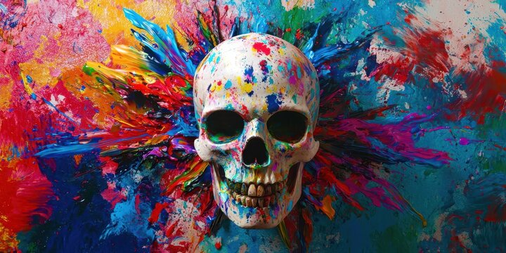 Colorful skull with a smiley face