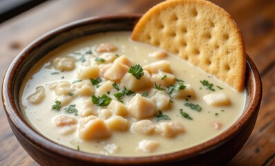 Delicious creamy seafood chowder bowl