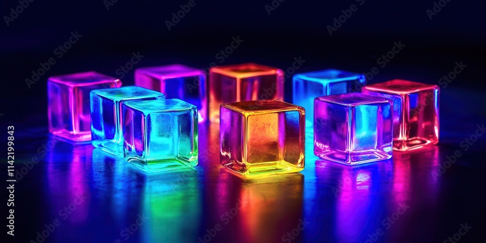 Poster row of cubes with different colors