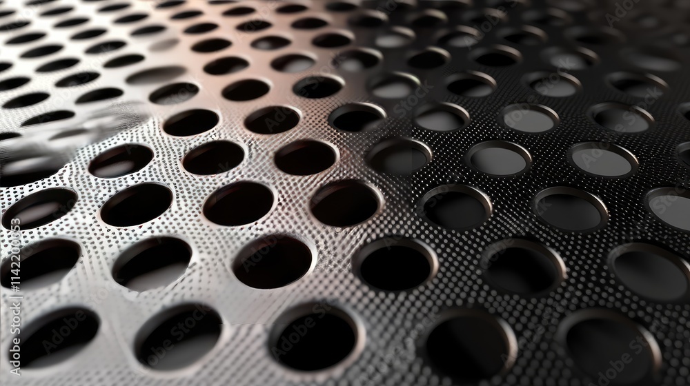Poster abstract close-up of textured surface with circular holes and shadows