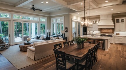 Spacious Modern Home Interior with Open Kitchen and Living Room