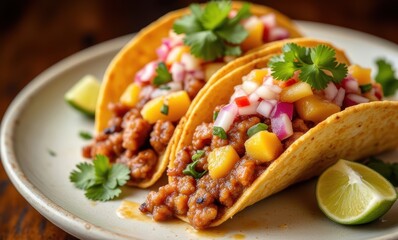 Delicious vegetarian tacos with fresh toppings