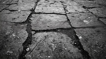 Obraz premium Cracked Stone Pavement Texture Black And White