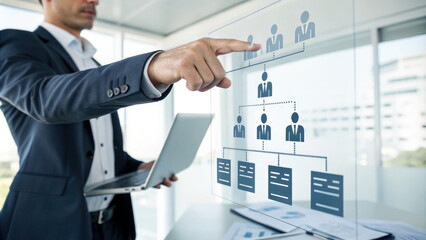 Organizational chart and business hierarchy concept