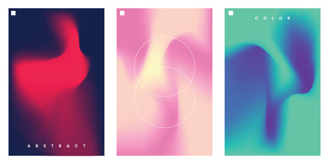 Abstract gradient blurred creative posters set design. Vector illustration