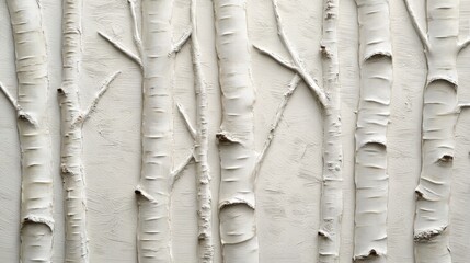 Fototapeta premium White Birch Tree Bark Wall Art Relief Sculpture