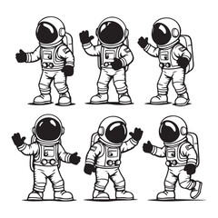 astronaut in space suit, character in different poses.
