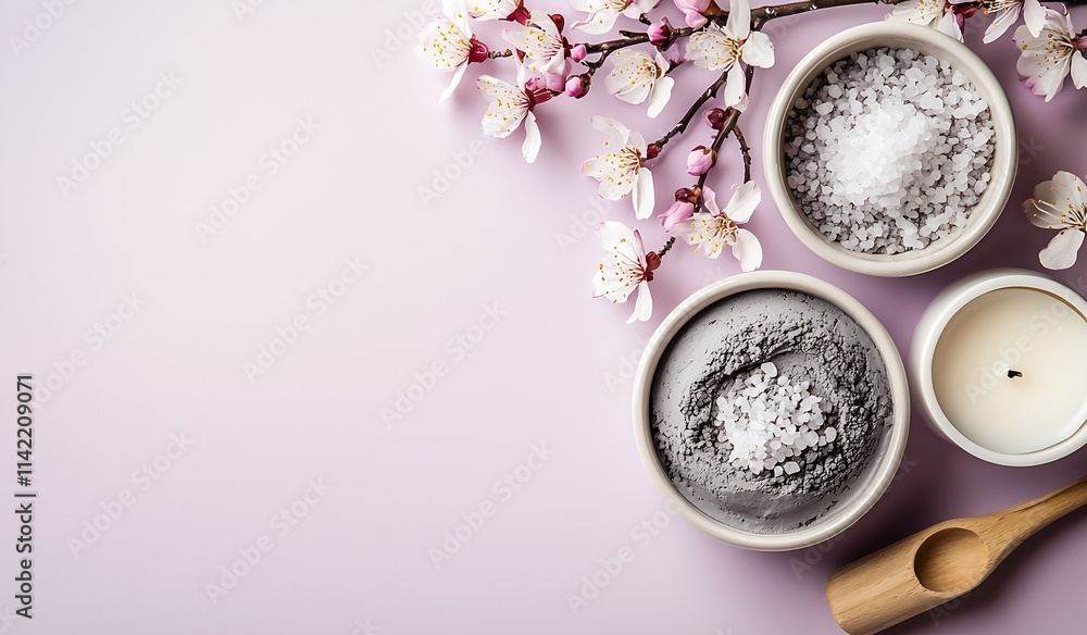 Poster holistic spa setup with natural elements ideal for relaxation and stress relief practices : generati