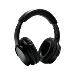 Red and yellow Black  microphone sound bluetooth mid-air cable audio equipment  Music headphones isolated on white background png image isolated on white background 