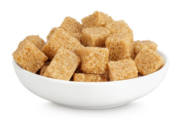 brown sugar in a ceramic bowl isolated on white background