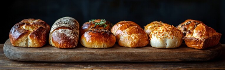 Freshly Baked Bread Loaves on a Wooden Platter