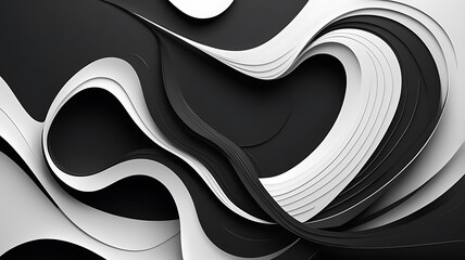 Monochrome Line Art with Minimalist Abstract Shapes